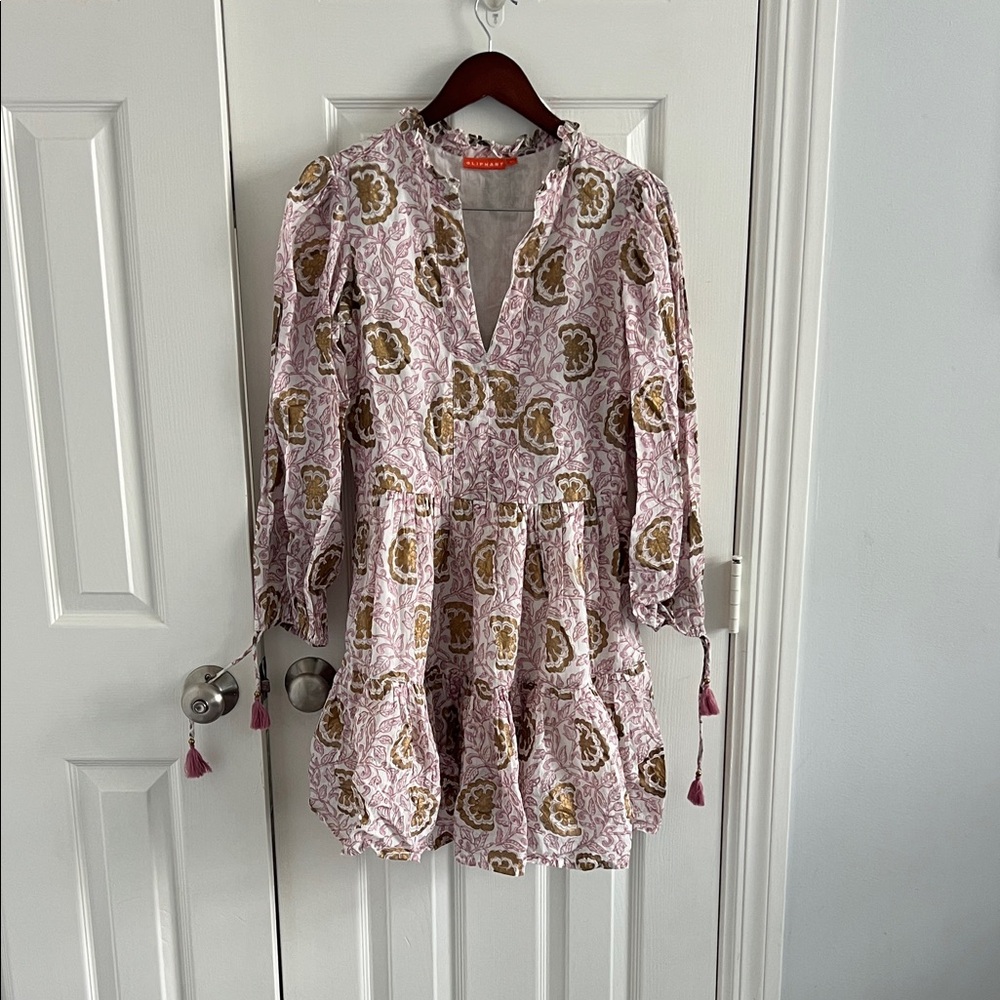 Oliphant Pink and Brown Floral Kids Dress